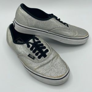 Vans Off The Wall silver glitter pumps W8.5
